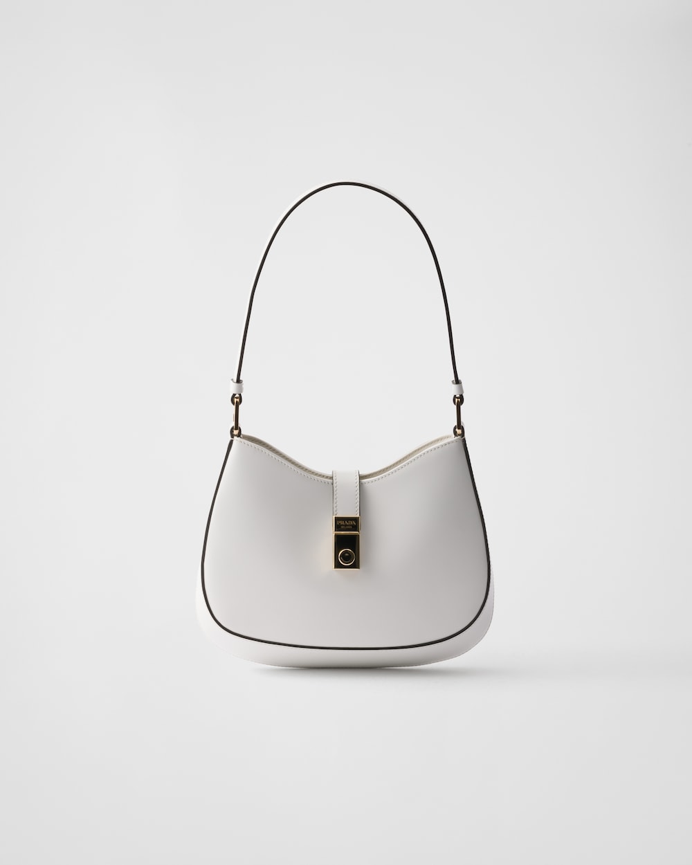 Prada Cleo Brushed Leather Shoulder Bag With Clasp Closure - Image 1